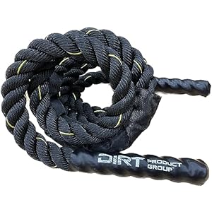 DIRT ROPE – Weighted Jump Rope – Improved Grip & Protective Sleeve – Exercise Battle Ropes – Total Body Workout – Fitness – Home Exercise, Gym, Cardio & Endurance Training – Men & Women – 3 lbs