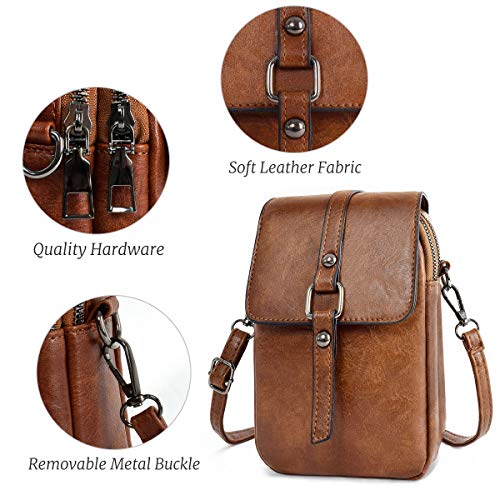 Women Small Crossbody Phone Bag Vegan Leather Shoulder Handbags Cellphone Purse Wallet with Adjustable Strap3