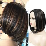 Ruiyu Highlight 1b/30 Bob Wigs Short Straight Ombre wigs for women Colored Wig Side Part Synthetic Hair Costume Wigs for Cosplay Daily Party 12 Inch
