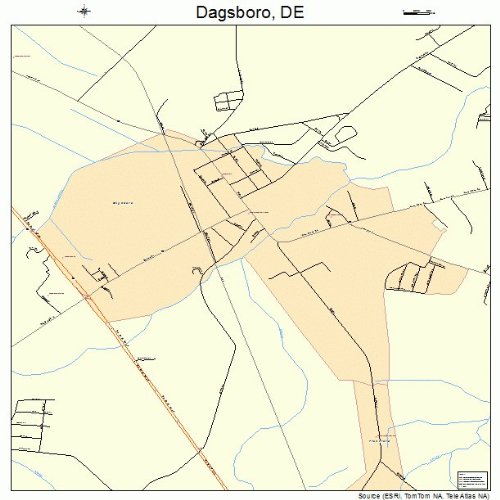 Large Street & Road Map of Dagsboro, Delaware DE Printed poster size