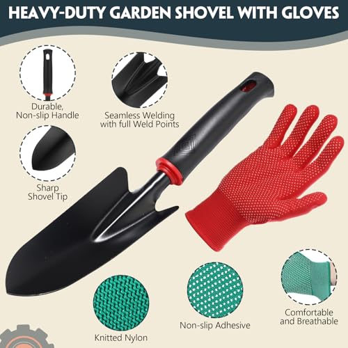 Juego de 12 palas y guantes para jardinería Therwen miniatura 4