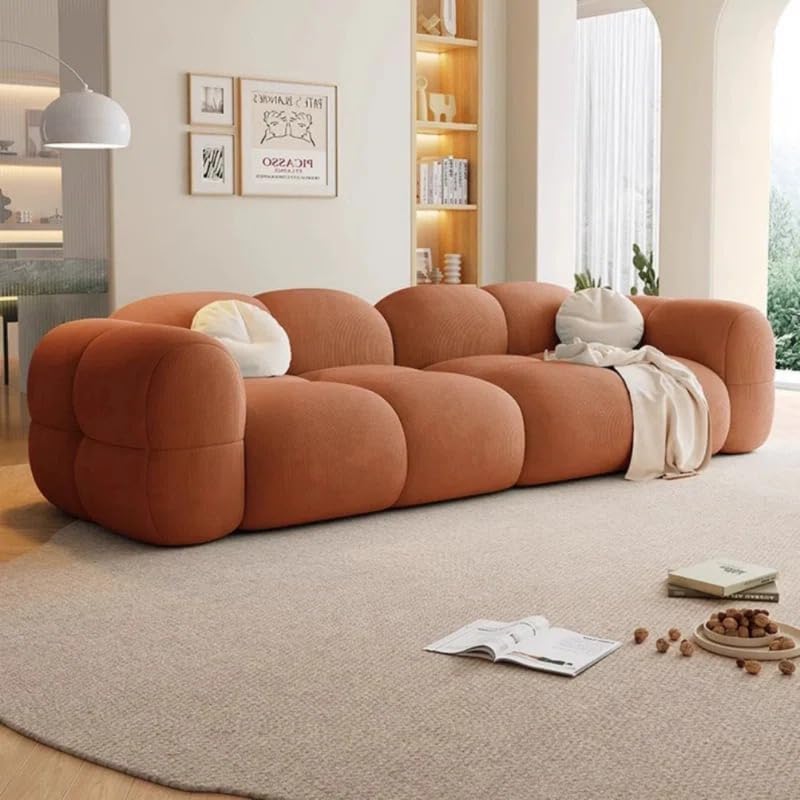 Homax. Bubble Sofa – Premium Velvet Upholstered Modern Dual-Tone Couch with Plush Cloud-Inspired Curved Modular Design for Living Room, Lounge & (DarkOrange)-image-32