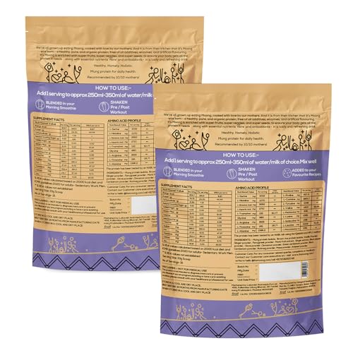 Image of It's Moong Plant Protein Powder for Men & Women | 500 g | Vanilla Chai Bean & Brown Rice Blend | Vegan, Sugar Free | Ginger & Fenugreek | Easy to Digest Sprouted Plant Based Protein (Pack of 2)