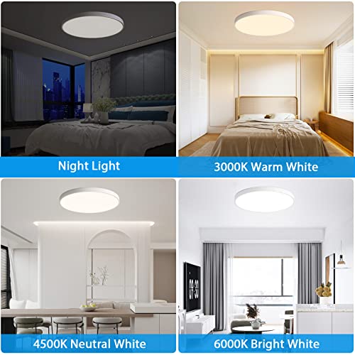 Hovenla 24 Inch Led Flush Mount Ceiling Light, 48W Round Led Ceiling Light Fixtures, 2800Lm, 3000-6500K Dimmable Led Ceiling Lamp With Remote, Led Light For Bedroom Ceiling #TOP5