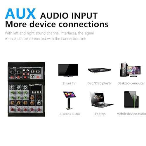 Aibedo Audio Mixer 4 Channel Mini Audio Mixer Dj Controller Mini Family Ktv Karaoke Mixer Usb/Bt Effects Interface Mixer F4A #TOP4