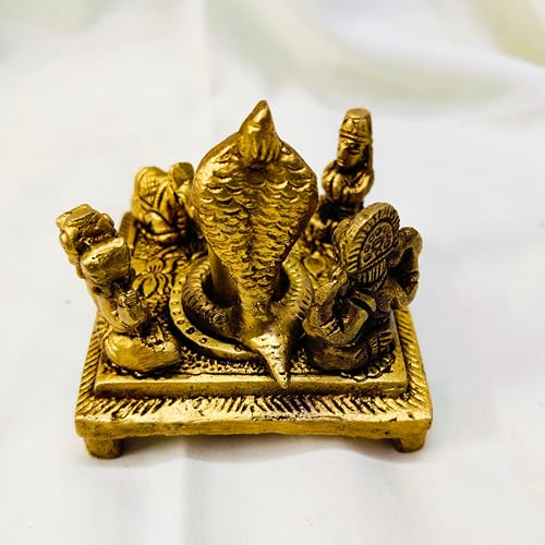 Estatua de latón Shiva Lingam con Nandi Ganesh y Parvati 3 pulg miniatura 3