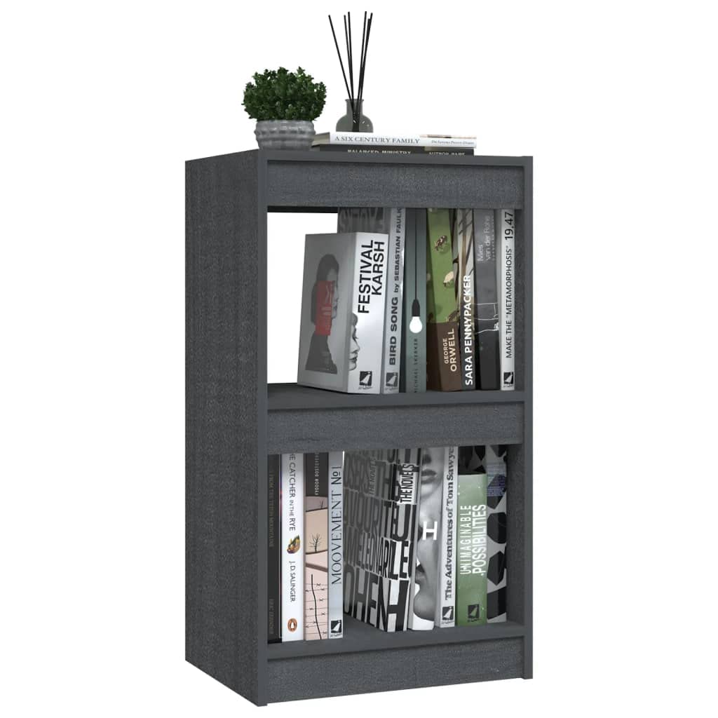 Libreria grigia in legno massello di pino, 40 x 30 x 71,5 cm, scaffale da parete, organizer da parete per soggiorno, ufficio, studio, raccoglitore, CD, DVD, divisorio