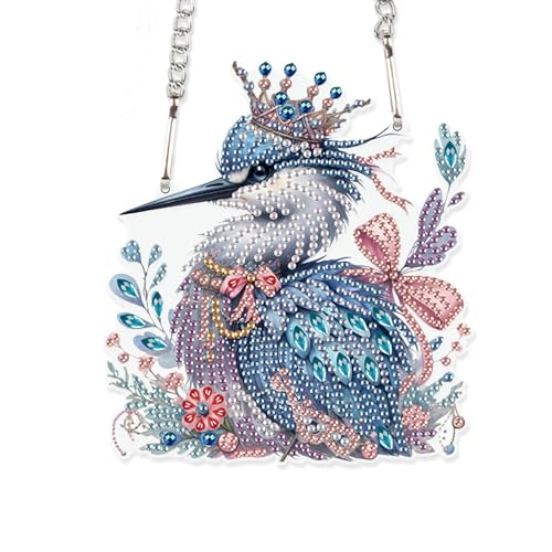 Image of AiYuanzsh Kingfisher Diamond Painting Pendant Kit, Beautiful Bird 5D DIY Acrylic Special Shaped Rhinestones Diamond Art Hanging Sign, Holiday Wall or Door Decoration, Christmas Gift for Adults