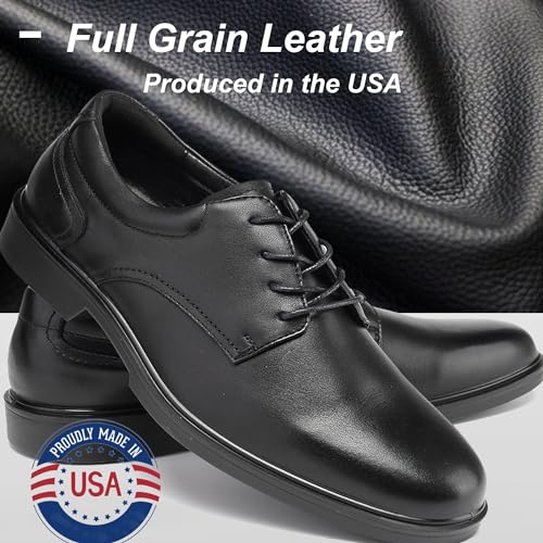 Men's Full Grain Leather Oxford Work Dress Shoes - Classic Black Soft Toe Business Shoes with Kevlar Puncture Resistance3