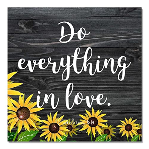 Plaque en bois tournesol 40x40 cm Do Everything in Love décoration intérieur