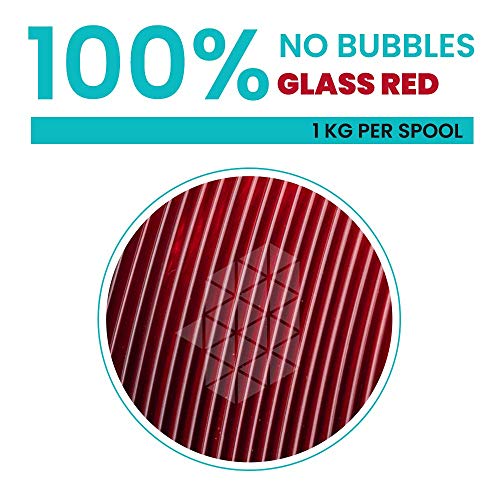 Image of Tesseract Premium PLA + 1.75mm 3D Printing Filament | Dimensional Accuracy + /- 0.03mm | Compatible with Most FDM Printers | 1 KG 3D Printer Filament - PLA Glass Red (Quantity 1)
