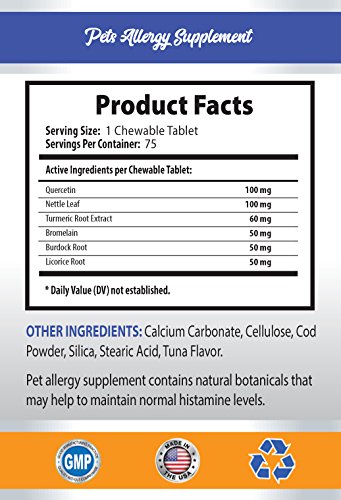 Immune System Booster cat - PET Allergy Relief - for Dogs and Cats - Advanced Formula - cat Allergy Supplement - 3 Bottle (225 Chews)