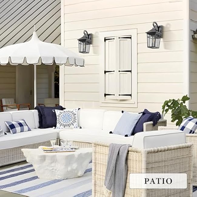 Darkaway Outdoor Wall Lights Wall Mount Outdoor Sconce Lights Black with Seeded Glass