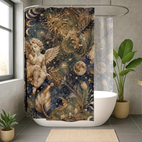 Rideau de douche extra large imperméable bleu marine 274x183 cm - 4
