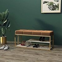 WOOD LION Premium Entryway Bench with Cushioned Seat & Dual