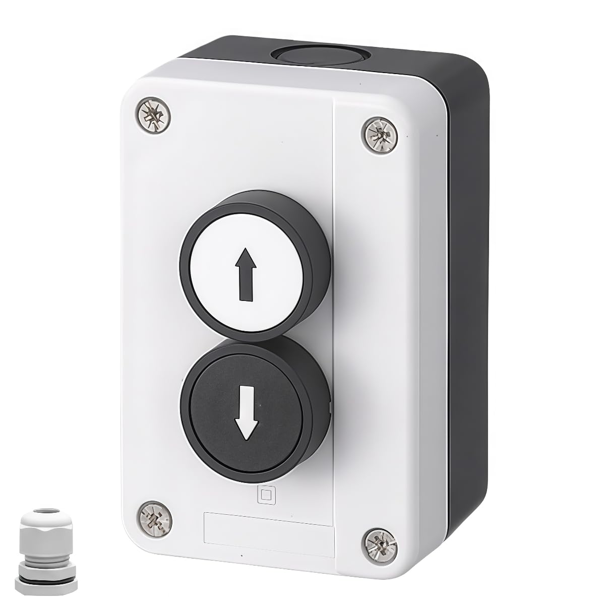 MiJunHD 22mm Momentary Push Button Switch Station Box Emergency Stop Buttons IP65 Waterproof Control Switch for Gate Opener Self-Resetting Self-Locking Industrial Hand-Held Control Box(Two Button)