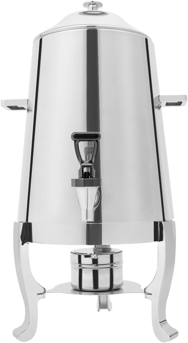 13 Liters Stainless Steel Hot Beverage Dispenser, Hot Drinks Dispenser with Faucet Coffee Urn with Fuel Holder for Parties Event Buffet Catering Home Use (Silver)
