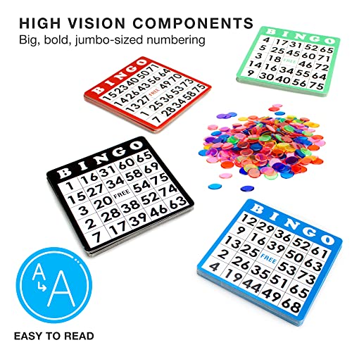 Royal Bingo Supplies Bingo Game Set For Adults, Seniors, Family & Kids - 100 Cards 500 Chips 75 Balls, Roller Cage & Board - Jumbo Set #TOP3