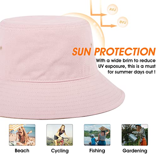 Image of HH HOFNEN Bucket Hats for Women Mens Summer Beach Sun Hat with Strings Fisherman Hats Packable Beach Hat for Travel