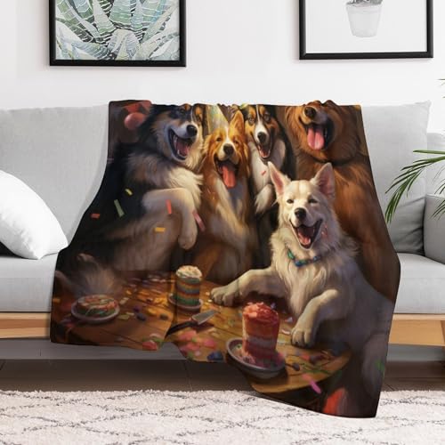 Couverture de lit douce motif chien pour soirée cocooning canapé