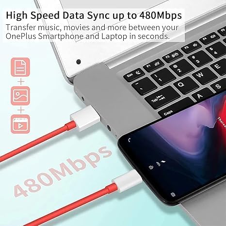 Image of Oneplus 100W Type A to C Supervooc Charging Cable for Oneplus 13, 13R, Open, 12, 12R, Nord N30 5G, 11, 11R, 10 Pro,10R,10T,9Pro,9R,8Pro,8T Dash /Wrap /Vooc Fast Charge USB-C Cord, 65 Watt /80 Watt, Red