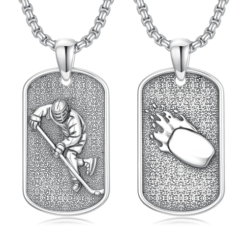 PROESS Baseball/Basketball/Softball/Soccer Necklace for Men Sport Lovers Fans Sterling Silver Never Give Up Sports Necklace Sports Gift for Birthday Christmas