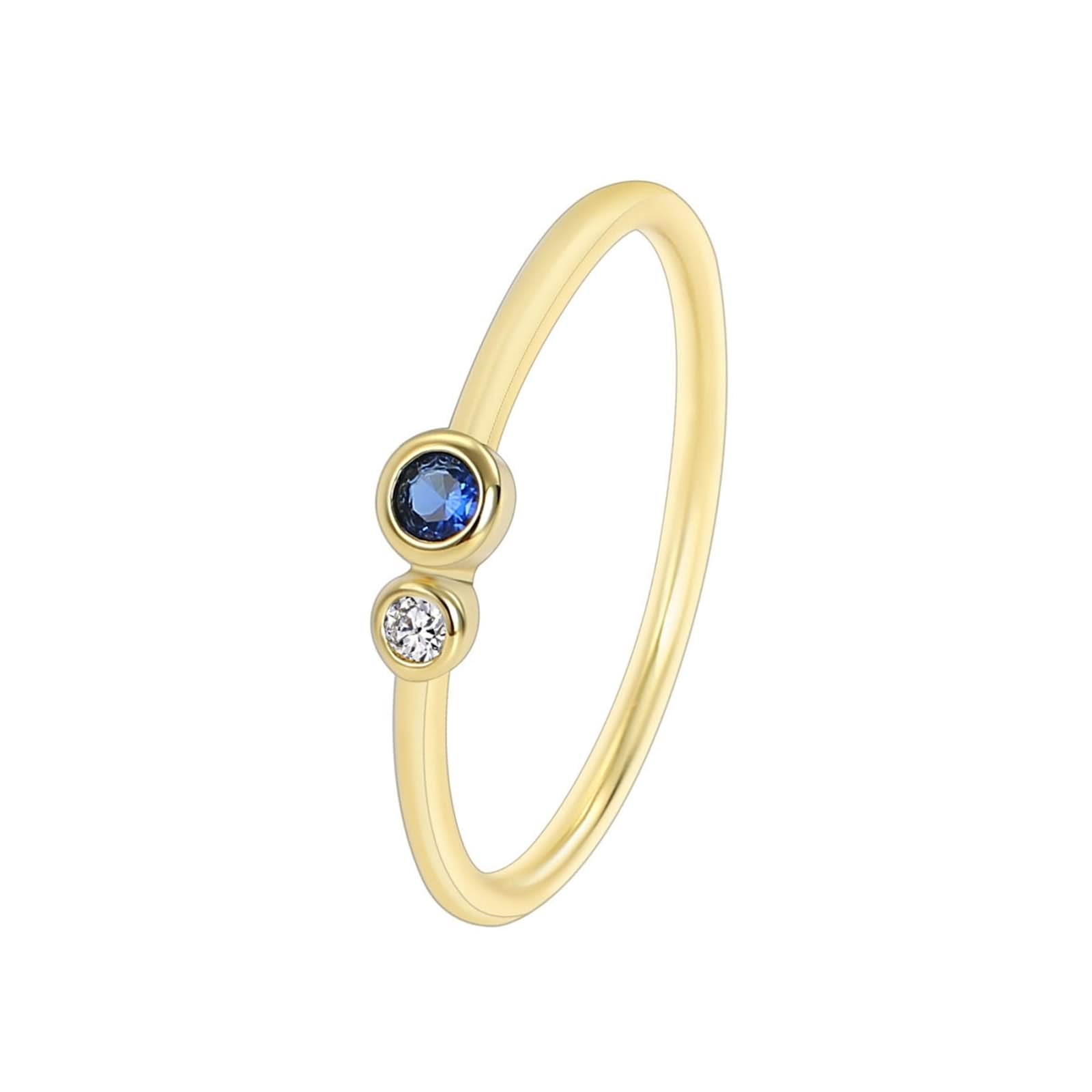 Anello con Zaffiro Blu, Fedi Nuziali Classiche Delicato Oro Giallo 9K/14K/18K con Blu Rotonda Zaffiro