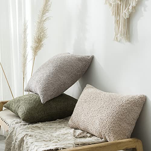 Fiouovo Textured Farmhouse Throw Pillow Covers 20X20 Decorative Pillows For Bed Couch Pillows For Living Room Rustic Pillows Neutral Accent Cushion Cases Set Of 2, Olive Green #TOP5