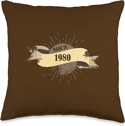 Made in 1980 Birthday Vintage Retro Throw Pillow