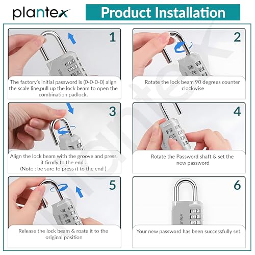 Image of Plantex 4 Digit Combination Number Password Metal Lock /Zinc Alloy Locks for Luggage /Locks for Travel Bags for Luggage /Locks for Cabin Luggage /Travel Essentials - Pack of 2 (Silver)