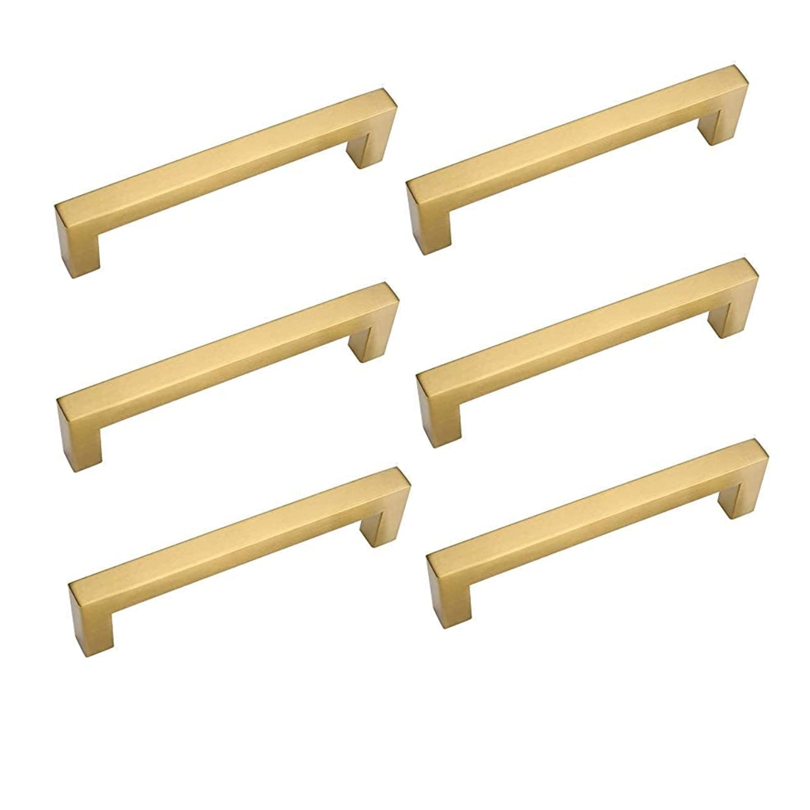 Buy Risbay 6 Pack 5" Square Handle Brushed Brass Drawer Handle Hardware