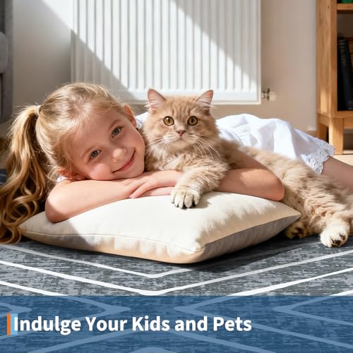 8x10 Area Rug for Living Room Washable Rug Non Slip Large Bedroom Stain Resistant Dining Room Throw Rug Contemporary Accent Carpet Ultra Soft Modern Carpet for Home Decor Office, Dark Grey - Image 8