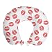 ABAKUHAUS Femenino Cojín de Viaje para Soporte de Cuello, Las Marcas de Beso Rojo Barras de Labios, Viajes Siestas Leer Mirar TV, 30x30 cm, Blanco Rojo