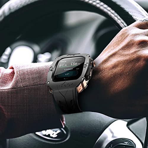 Luxury Metal Case For Apple Watch 8 7 45Mm 6 44Mm Band With Cover Heavy Duty Rugged Case Silicon Strap For Men Iwatch 6 5 4 Se 44Mm Full Protective Cover #TOP1