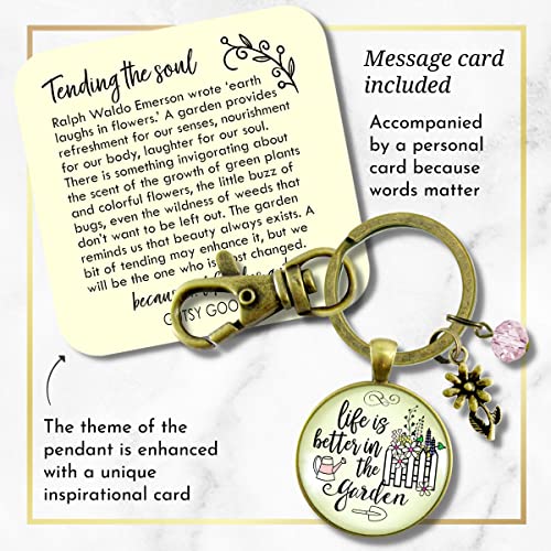 Gutsy Goodness Gardener Keychain Life Is Better In Garden Womens Quote Gift Jewelry thumb #1