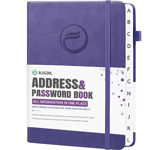 Address Book with Alphabetical Tabs Hardcover Password Book Small Address Organizer Keep Track of Phone Numbers Special Days Birthdays Anniversaries and Notes(4.8x 5.8 Purple)