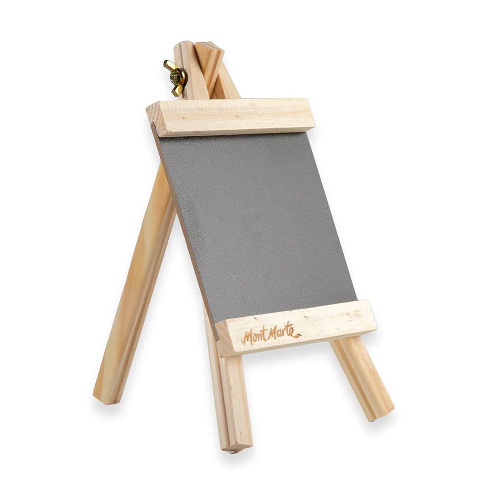 Mont Marte Schiefertafel zum Beschriften – Kompakte Kreidetafel auf Staffelei aus Kiefernholz – Kleine Tafel mit Ständer – 25,5 x 23,5 x 15 cm