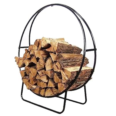 Sunnydaze 40-Inch Outdoor Firewood Rack Hoop - Indoor Round Tubular Steel Fireplace Wood Holder