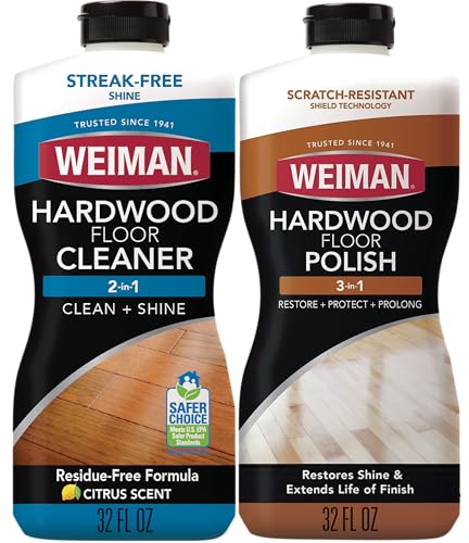 Weiman Hardwood Floor Cleaner and Polish Restorer Combo - 2 ...