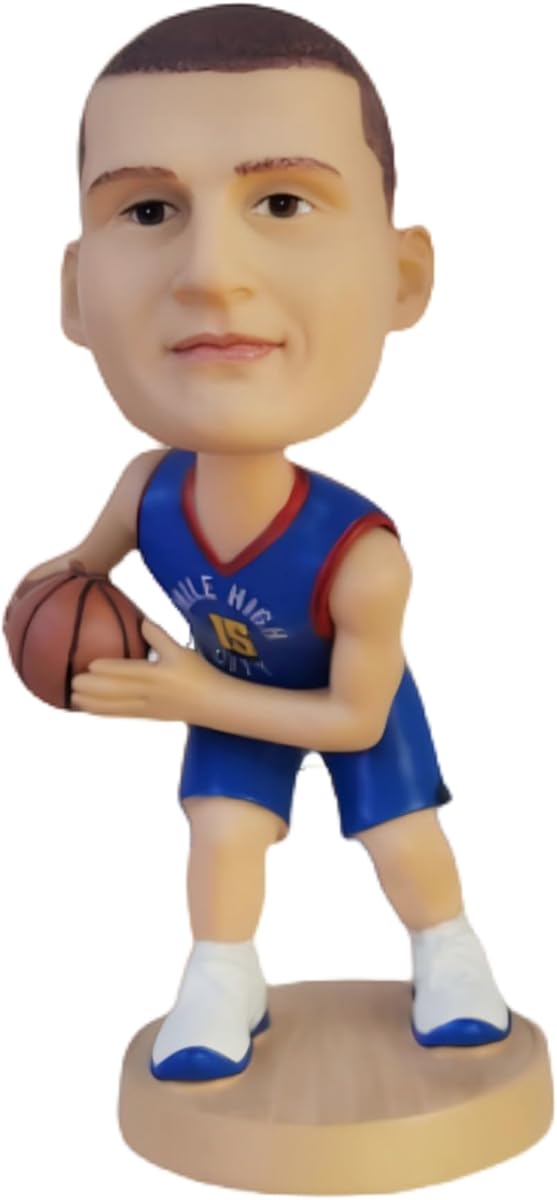 Figura de acción de baloncesto Bobblehead de Nikola Jokic de 5,3 pulgadas | Resina pintada a mano, muñeca coleccionable, regalo para fanáticos de los deportes, figura única para los amantes del baloncesto