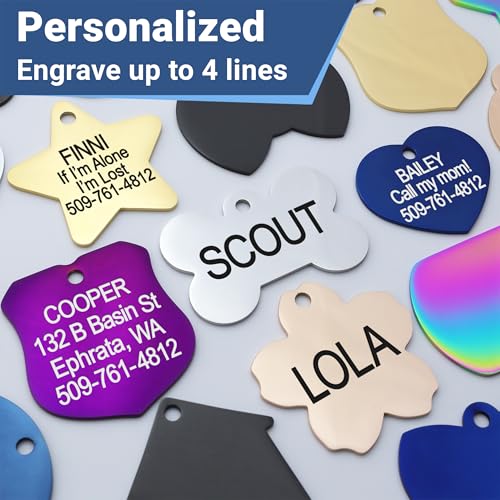 GoTags Dog Tags Personalized Engraved Pet ID Tags, Stainless Steel, Front and Backside Engraving, Available in Bone, Round, Heart, Bow Tie and More, Small and Large Dog and Cat (Pack of 1) - Image 4