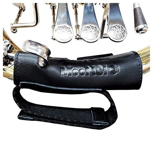 MooNSIC French Horn Hand Guard with Strap Genuine Leather (Black)