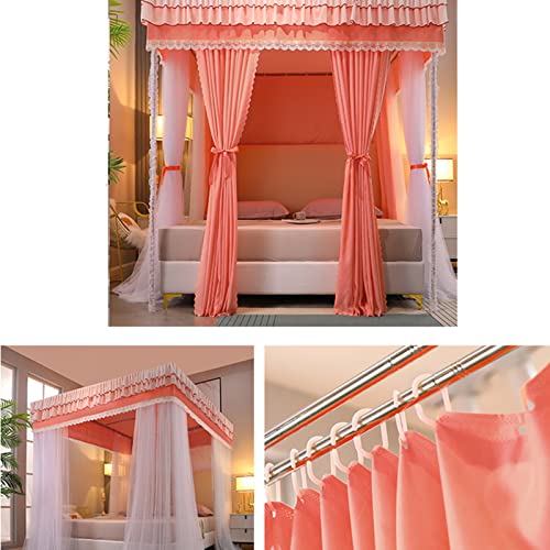 Mosquitera de cama opaca y a prueba de polvo con dosel de lujo naranja 8