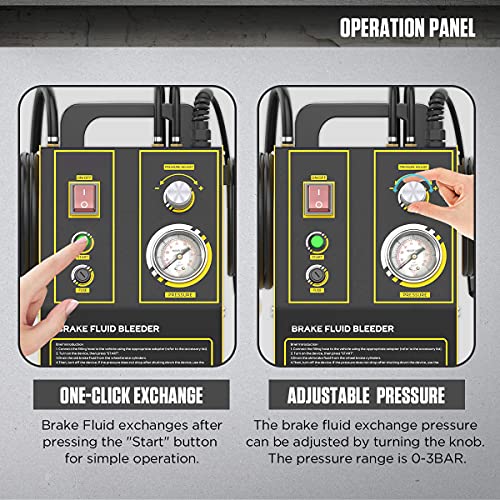 Autory Automotive Brake Bleeder Kit For Electric Brake Fluid Oil Exchanger, Pulsating Brake Extractor With Master Cylinder Adapter Caps, Oil Pump Machine For All Vehicles #TOP3