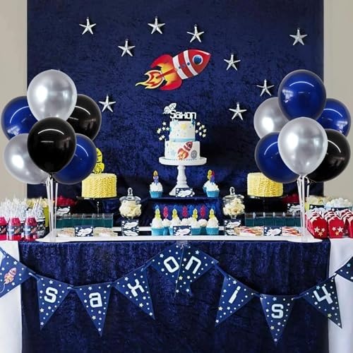 Image of TONIFUL 4Set Black Blue Silver Balloon Stand Balloon Centerpieces for Table
