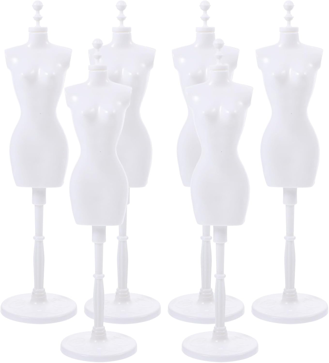 HOMSFOU Doll Cloth Form 6Pcs Doll Dress Form Mini Mannequin Model Cloth Gown Clothing Demountable Display Stand for Dollhouse Display Holder White Doll Dress Stand