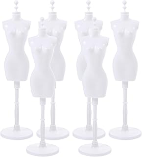 HOMSFOU Doll Cloth Form 6Pcs Doll Dress Form Mini Mannequin Model Cloth Gown Clothing Demountable Display Stand for Dollhouse Display Holder White Doll Dress Stand