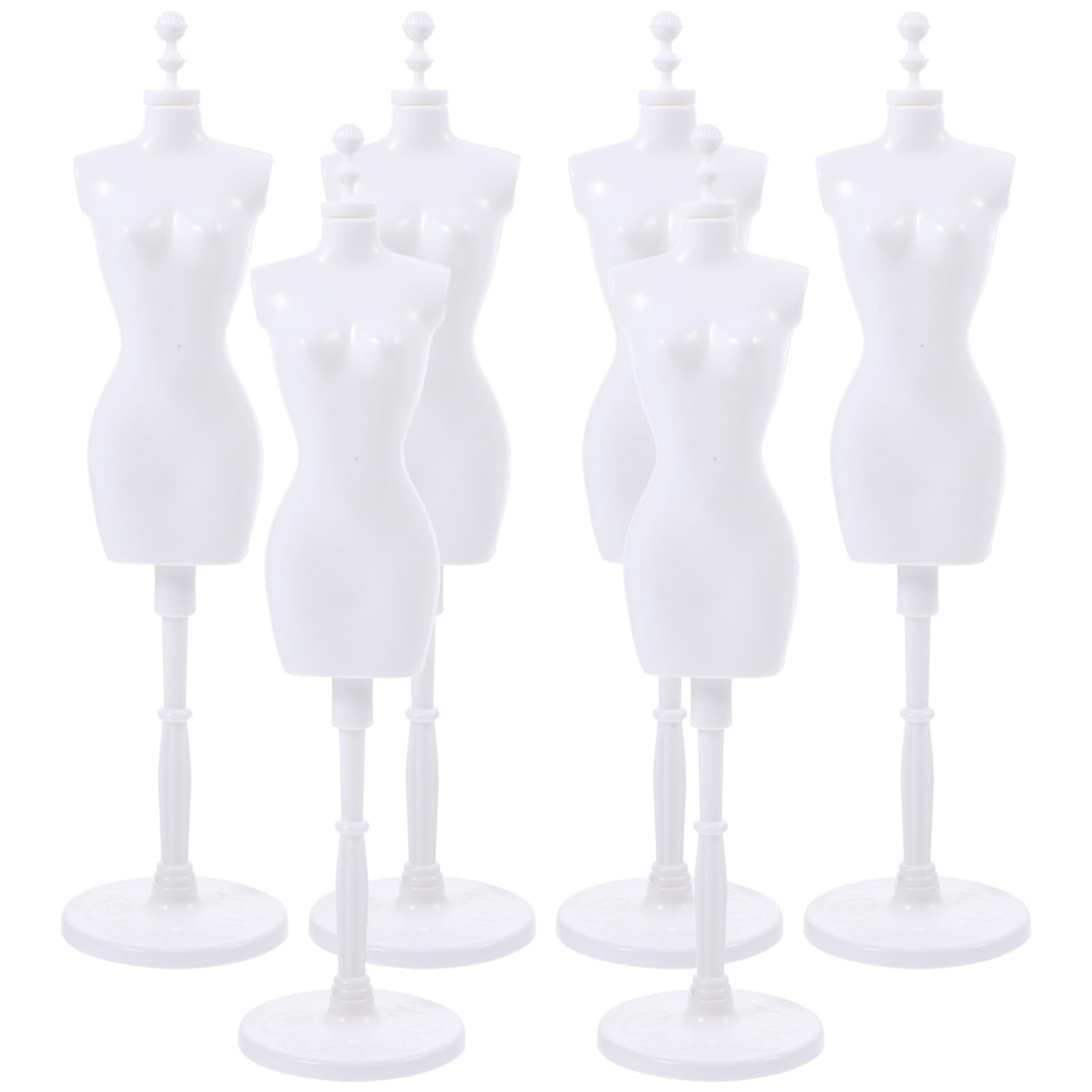 HOMSFOU Doll Cloth Form 6Pcs Doll Dress Form Mini Mannequin Model Cloth Gown Clothing Demountable Display Stand for Dollhouse Display Holder White Doll Dress Stand