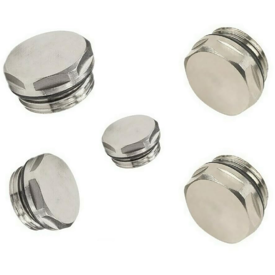 Radiator Accessories,Towel Rail Radiators Universal Brackets Chrome,White,Black, Radiator Valves (5 PCS Blanking Plugs 15mm) — image 1