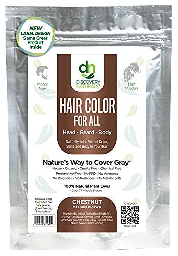 Hair Color For All Natural Hair Dye For Men & Women I 100% Natural & Chemical-Free Pure Hair & Beard Color, Chesnut Medium Brown Henna